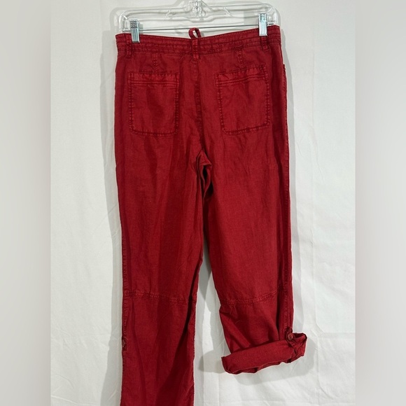 The Territory Ahead Women’s Linen-Cotton Roll-Up Pants - Red - Size 8 - Picture 5 of 10